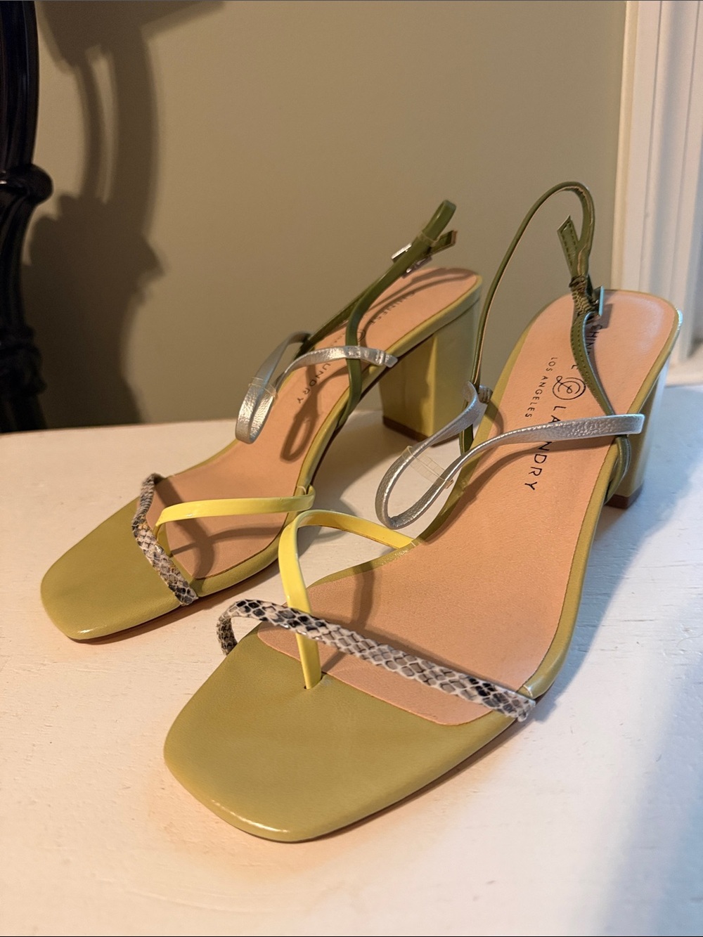 Yanna Green and Snakeskin Strappy High Heel Sandals 8.5 - Picture 5 of 5